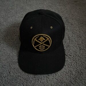 Black and Gold Denver Nuggets Hat with Gold Embroidered Crown